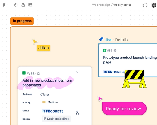 Jira widget pulled into FigJam section
