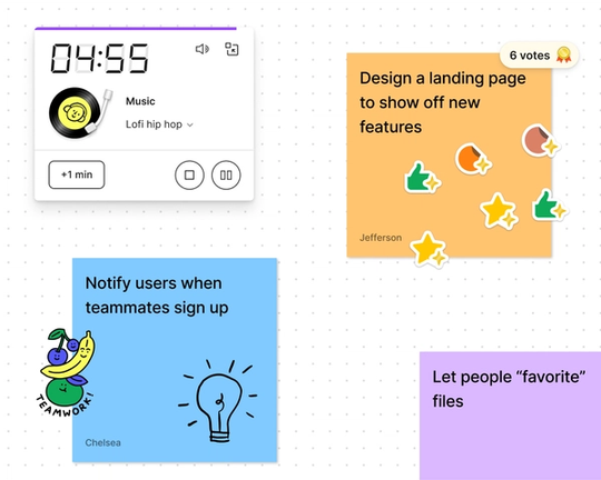 Sticky notes with timer and music