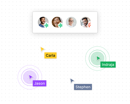 Cursors pulsing and moving around engaged in audio chat and cursor chat