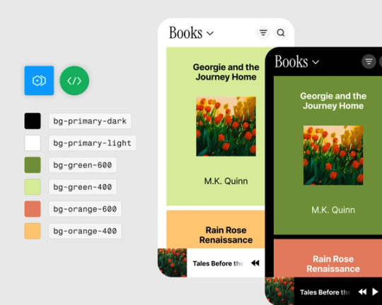A light mode and dark mode view of app product shots for exporting